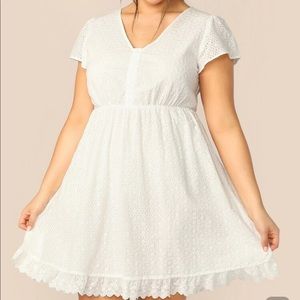 White flowy lace graduation dress